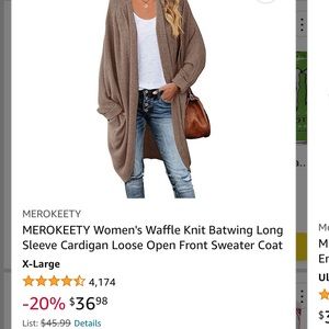 NWT taupe cardigan XL ordered from Amazon and waited too long to return